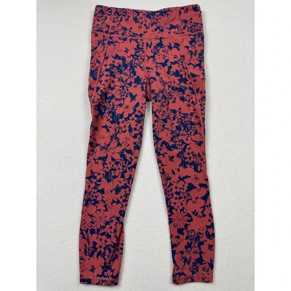 Lululemon Fast and Free High Rise Tight 22" Floral Red Navy Size 6 Nulux - Picture 1 of 5